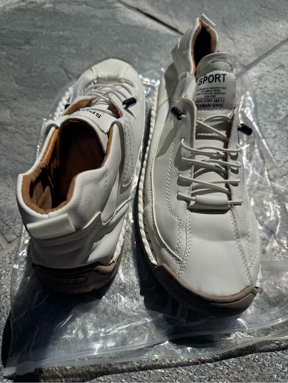 White, sporty with a euro look walking shoe